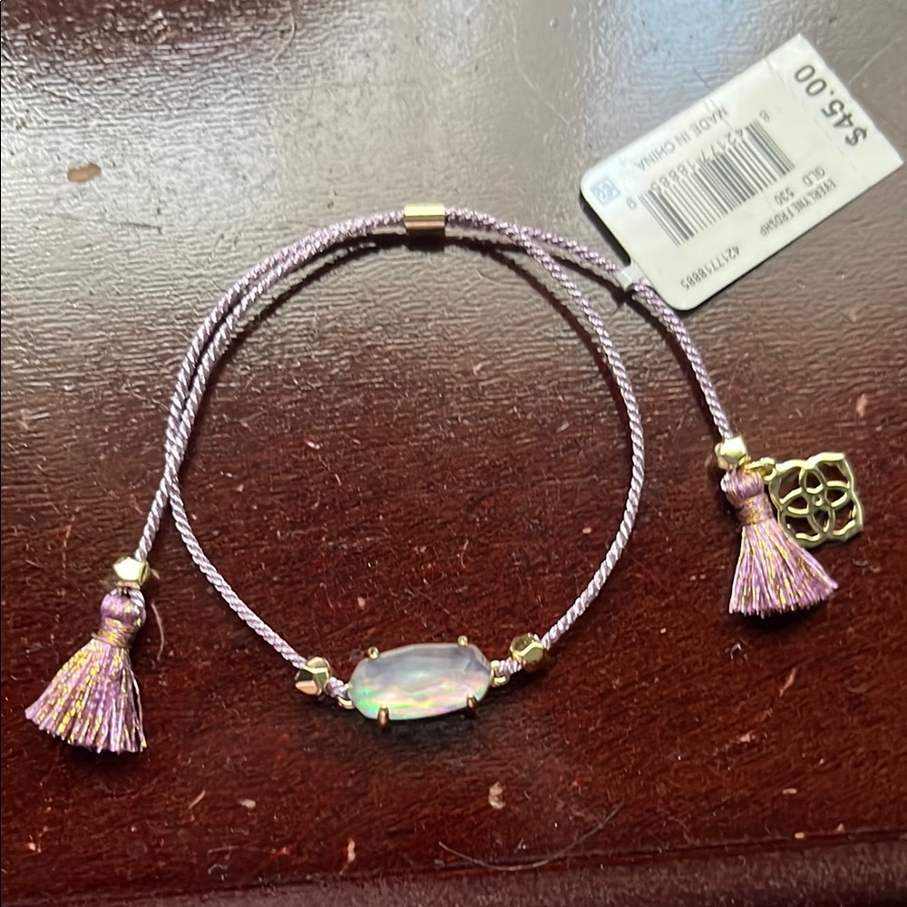 Kendra Scott Everlyne friendship bracelet gold lilac abalone